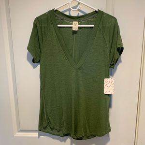 Free People Deep V-Neck Tee